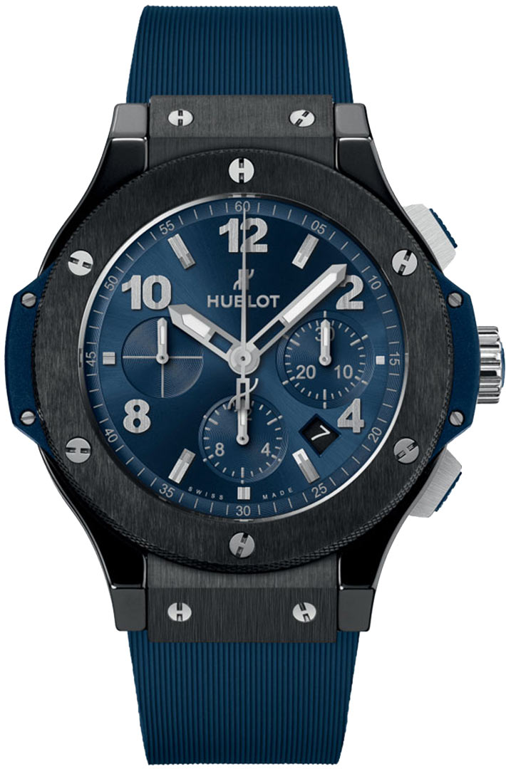 Hublot Big Bang Ceramic 44 MM - Blue Rubber Straps -  Blue Dial - 301.CM.710.RX