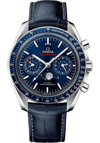 Omega Speedmaster Stainless Steel 44.25 MM - Blue Leather Strap - Blue Dial - 304.33.44.52.03.001