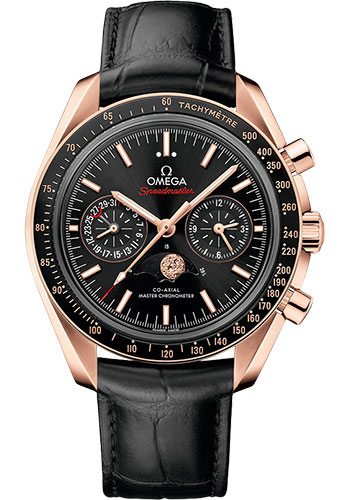 Omega Speedmaster Rose Gold 44.25 MM - Black Leather Strap - Black Dial - 304.63.44.52.01.001