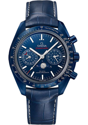 Omega Speedmaster Blue Ceramic 44.25 MM - Blue Leather Strap - Blue Dial - 304.93.44.52.03.001