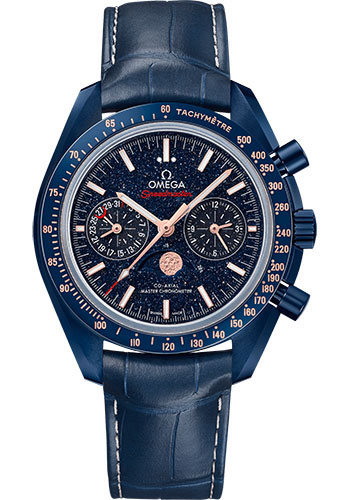 Omega Speedmaster Blue Ceramic 44.25 MM - Blue Leather Strap - Blue Dial - 304.93.44.52.03.002