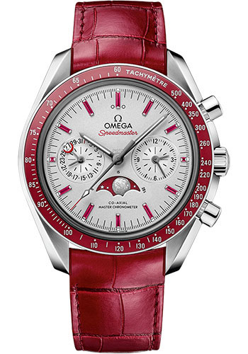 Omega Speedmaster Platinum 44.25 MM - Red Leather Strap - Gold Dial - 304.93.44.52.99.002