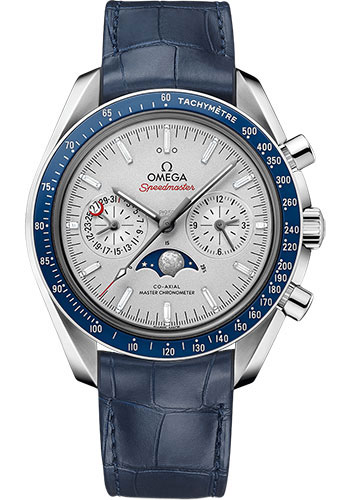 Omega Speedmaster Platinum 44.25 MM - Blue Leather Strap - Gold Diamond Dial - 304.93.44.52.99.004