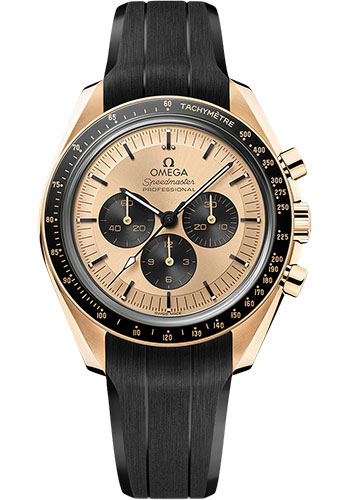 Omega Speedmaster Yellow Gold 42 MM - Black Rubber Strap - Champagne Dial - 310.62.42.50.99.001