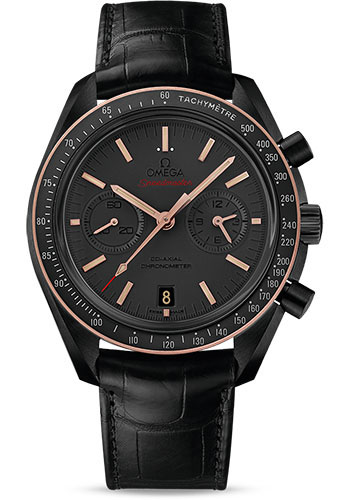 Omega Speedmaster Black Ceramic 44.25 MM - Black Leather Strap - Black Dial - 311.63.44.51.06.001