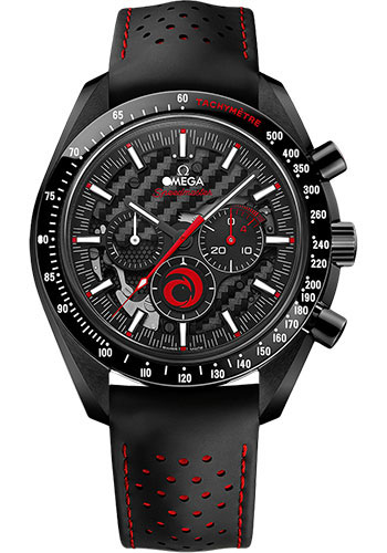 Omega Speedmaster Black Ceramic 44.25 MM - Black and Red Leather Strap - Black Dial - 311.92.44.30.01.002