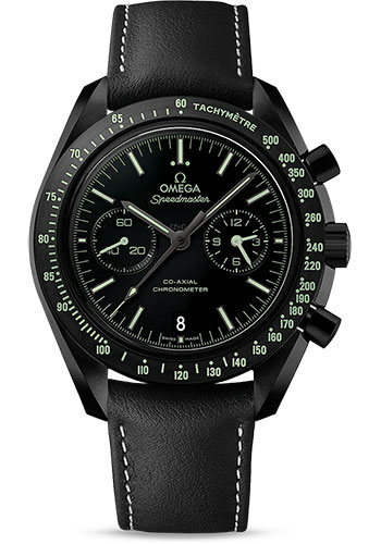 Omega Speedmaster Black Ceramic 44.25 MM - Black Leather Strap - Black Dial - 311.92.44.51.01.004
