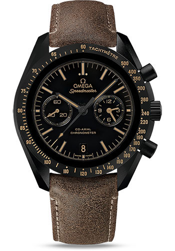 Omega Speedmaster Black Ceramic 44.25 MM - Brown Leather Strap - Black Dial - 311.92.44.51.01.006