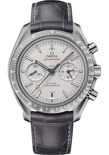 Omega Speedmaster Grey Ceramic 44.25 MM - Grey Leather Strap - Platinum Dial - 311.93.44.51.99.002