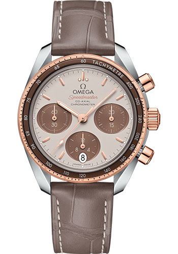 Omega Speedmaster Rose Gold and Stainless Steel 38 MM - Brown Leather Strap - Cappuccino Dial - 324.23.38.50.02.002