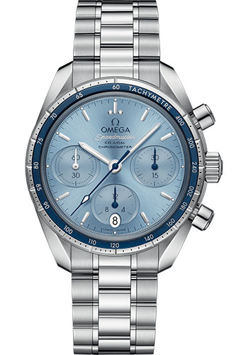 Omega Speedmaster Stainless Steel 38 MM - Stainless Steel Bracelet - Ice Blue Dial - 324.30.38.50.03.001
