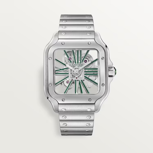 Cartier Santos de Cartier Steel 39.8 MM - Steel Bracelet - Skeleton Dial - WHSA0028
