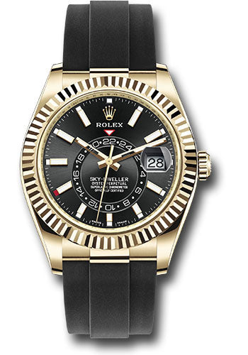 Rolex Yellow Gold Sky Dweller Watch - 42 MM - Oysterflex Strap - Black Dial -  326238 bki