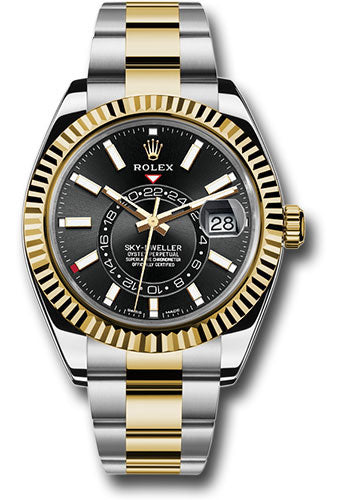 Rolex Stainless Steel & Yellow Gold Sky Dweller Watch - 42 MM - Oyster Bracelet - Black Dial -  326933 bkio