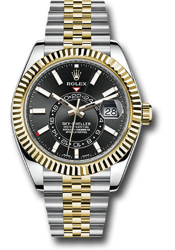 Rolex Stainless Steel & Yellow Gold Sky Dweller Watch - 42 MM - Jubilee Bracelet - Black Dial - 326933 bkij