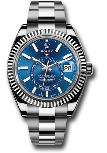 Rolex Stainless Steel & White Gold Sky Dweller Watch - 42 MM - Oyster Bracelet - Blue Dial - 326934 bl