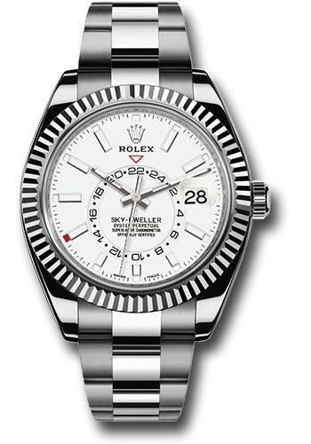 Rolex Stainless Steel & White Gold Sky Dweller Watch - 42 MM - Oyster Bracelet - White Dial - 326934 wh