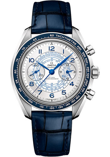 Omega Speedmaster Stainless Steel 43 MM - Blue Leather Strap - Silvery Dial -329.33.43.51.02.001