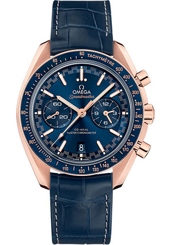 Omega Speedmaster  Rose Gold 44.25 MM - Blue Leather Strap - Sun Brushed Blue Dial - 329.53.44.51.03.001