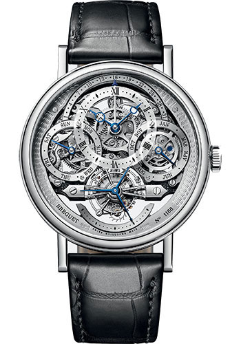 Breguet Classique Grande Complication Platinum 41 MM - Black Leather Strap - Skeleton Dial -  3795PT/1E/9WU