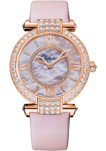 Chopard Imperiale Rose Gold 36 MM - Pink Leather Strap - Diamond Bezel - Pink Mother-Of-Pearl Dial - 384242-5006