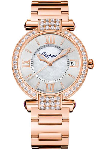 Chopard Imperiale Rose Gold 36 MM - Rose Gold Bracelet - Diamond Bezel - Silver Dial - 384822-5004