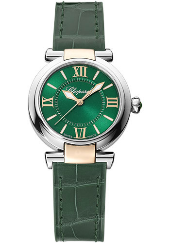 Chopard Imperiale Stainless Steel and Rose Gold 29 MM - Green Alligator Strap - Green Dial - 388563-6015