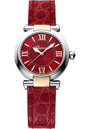 Chopard Imperiale Stainless Steel and Rose Gold 29 MM - Red Alligator Strap - Red Dial - 388563-6016