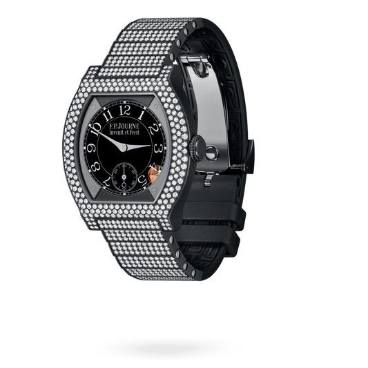 F.P. Journe Elégante Titanium Titalyt® with 12 rows of diamonds and set bracelet 40 x 35 MM - Titanium Diamond Black Rubber Strap - Diamond Bezel - Black Dial - Titalyt® with 12 rows of diamonds and set bracelet