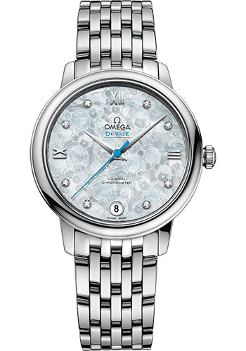 Omega De Ville Stainless Steel 32.7 MM - Stainless Steel Bracelet - Mother-Of-Pearl Diamond Dial - 424.10.33.20.55.004