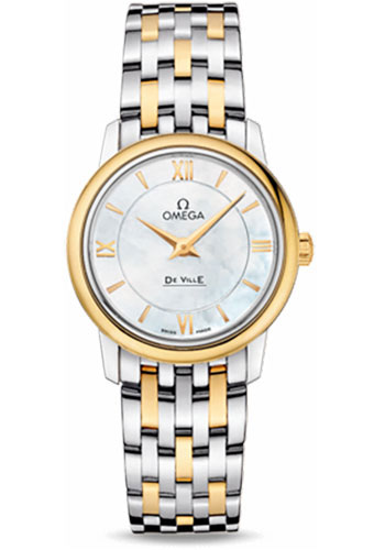Omega De Ville Stainless Steel and Yellow Gold 27.5 MM - Stainless Steel and Yellow Gold Bracelet - White Mother-Of-Pearl Dial - 424.20.27.60.05.001