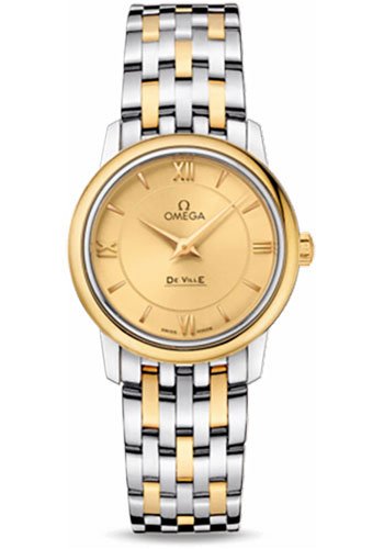 Omega De Ville Stainless Steel and Yellow Gold 27.4 MM - Stainless Steel and Yellow Gold Bracelet - Champagne Dial - 424.20.27.60.08.001