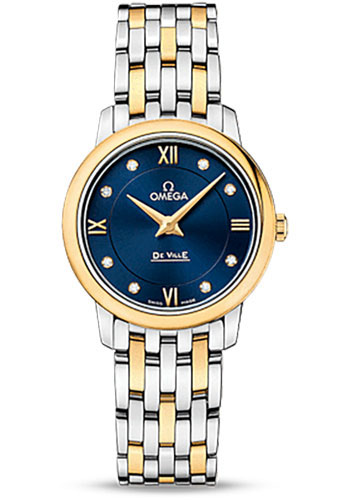 Omega De Ville Stainless Steel and Yellow Gold 27.5 MM - Stainless Steel and Yellow Gold Bracelet - Blue Diamond Dial - 424.20.27.60.53.002