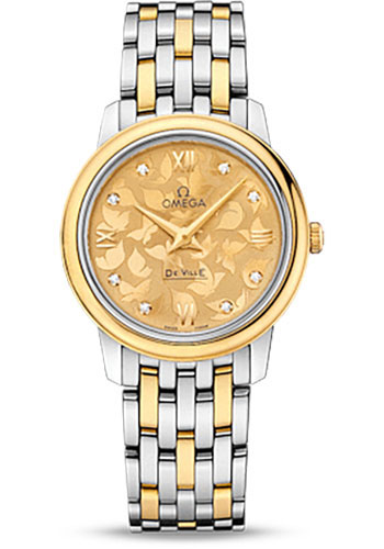 Omega De Ville Stainless Steel and Yellow Gold 27.5 MM - Stainless Steel and Yellow Gold Bracelet - Champagne Diamond Dial - 424.20.27.60.58.002
