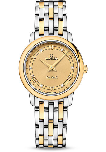 Omega De Ville Stainless Steel and Yellow Gold 27.5 MM - Stainless Steel and Yellow Gold Bracelet - Champagne Diamond Dial - 424.20.27.60.58.003