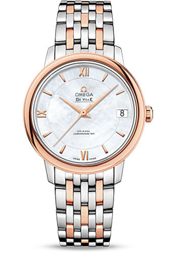 Omega De Ville Stainless Steel and Rose Gold 32.7 MM - Stainless Steel and Rose Gold Bracelet - Mother-Of-Pearl Dial - 424.20.33.20.05.002