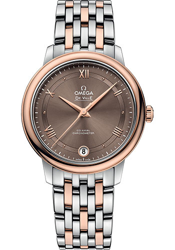 Omega De Ville Stainless Steel and Rose Gold 32.7 MM - Stainless Steel and Rose Gold Bracelet - Brown Dial - 424.20.33.20.13.001