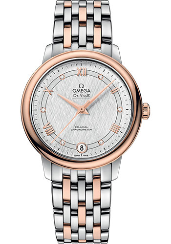 Omega De Ville Stainless Steel and Rose Gold 32.7 MM - Stainless Steel and Rose Gold Bracelet - White Silvery Dial - 424.20.33.20.52.002