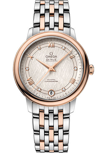 Omega De Ville Stainless Steel and Rose Gold 32.7 MM - Stainless Steel and Rose Gold Bracelet - Ivory Silvery Dial - 424.20.33.20.52.003