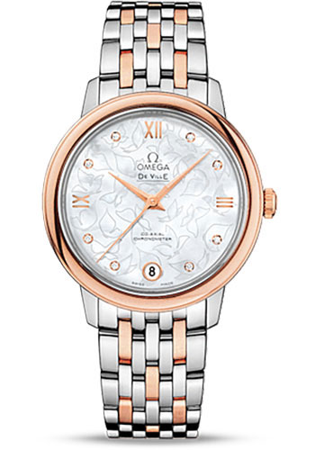 Omega De Ville Stainless Steel and Rose Gold 32.7 MM - Stainless Steel and Rose Gold Bracelet -  Mother-Of-Pearl Dial - 424.20.33.20.55.001