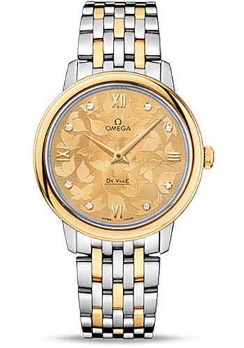 Omega De Ville Stainless Steel and Yellow Gold 32.7 MM - Stainless Steel and Yellow Gold Bracelet -  Champagne Diamond Dial - 424.20.33.60.58.001