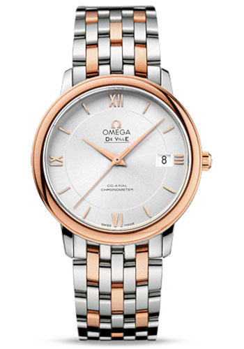 Omega De Ville Stainless Steel and Rose Gold 36.8 MM - Stainless Steel and Rose Gold Bracelet - Silver Dial - 424.20.37.20.02.002