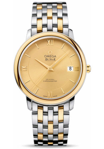 Omega De Ville Stainless Steel and Yellow Gold 36.8 MM - Stainless Steel and Yellow Gold Bracelet - Champagne Dial - 424.20.37.20.08.001