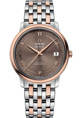 Omega De Ville Stainless Steel and Rose Gold 36.8 MM - Stainless Steel and Rose Gold Bracelet - Brown Dial - 424.20.37.20.13.001