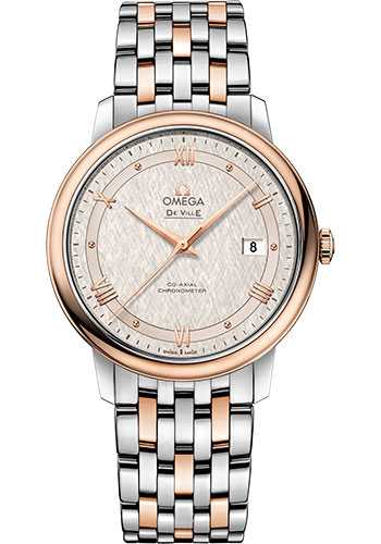 Omega De Ville Rose Gold and Stainless Steel 39.5 MM - Rose Gold and Stainless Steel Bracelet - Ivory Silvery Dial - 424.20.40.20.02.003