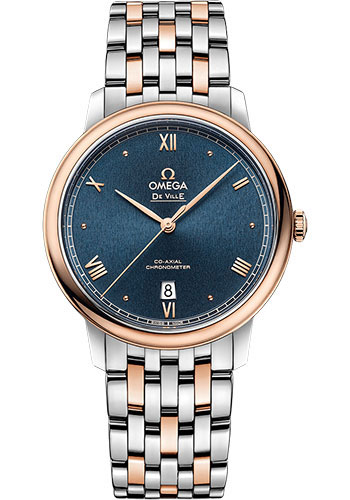 Omega De Ville Rose Gold and Stainless Steel 39.5 MM - Rose Gold and Stainless Steel Bracelet - Blue Dial - 424.20.40.20.03.001