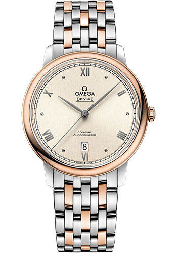 Omega De Ville Rose Gold and Stainless Steel 39.5 MM - Rose Gold and Stainless Steel Bracelet - PVD Linen Colour Dial - 424.20.40.20.09.001