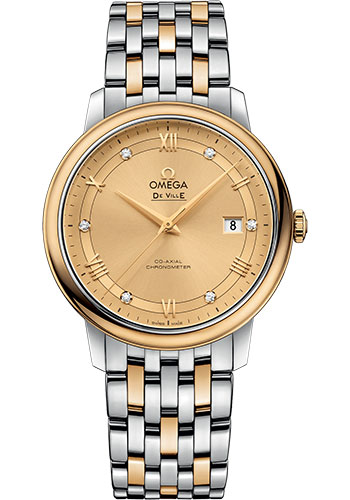 Omega De Ville Yellow Gold and Stainless Steel 39.5 MM - Yellow Gold and Stainless Steel Bracelet - Champagne Diamond Dial - 424.20.40.20.58.001