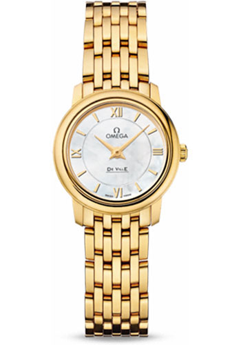 Omega De Ville Yellow Gold 24.4 MM - Yellow Gold Bracelet - Mother -Of- Pearl Dial - 424.50.24.60.05.001