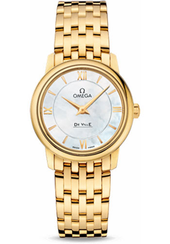 Omega De Ville Yellow Gold 27.4 MM - Yellow Gold Bracelet - Mother-Of-Pearl Dial - 424.50.27.60.05.001